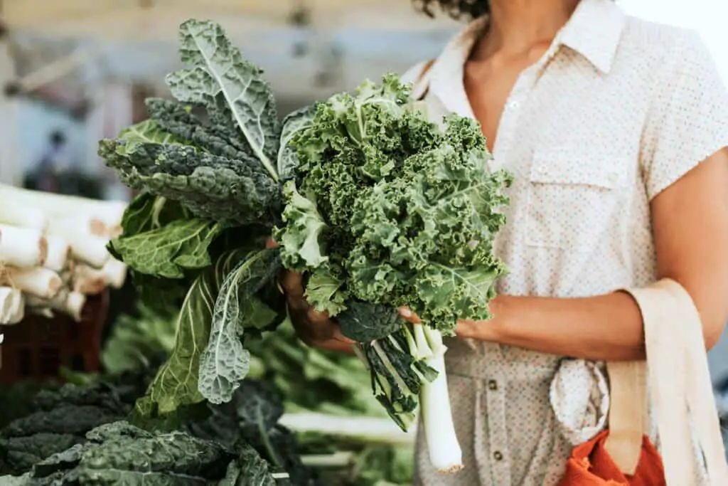 Lady with kale in her hands